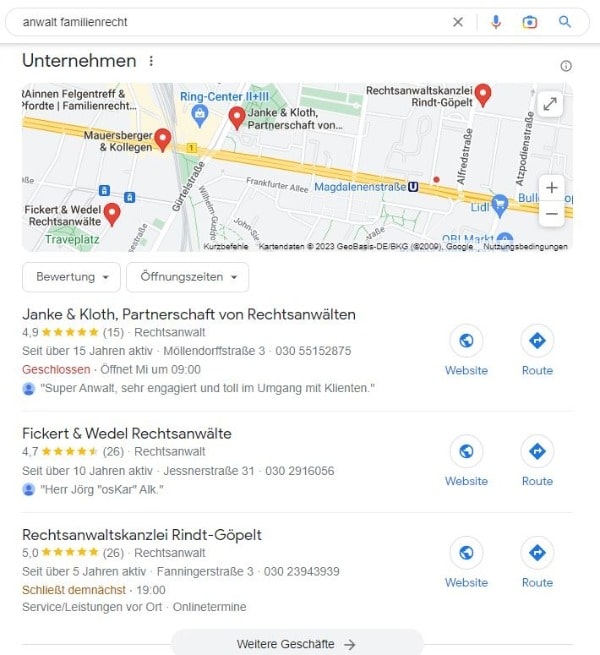 Local SEO für Anwälte am Beispiel von Fachanwälten für Familienrecht. Local SEO für Anwälte Beispiel Familienrecht