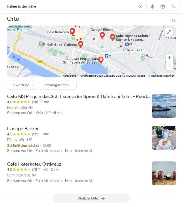 Beim Local SEO für Kaffees in der Nähe ist Google Maps sehr wichtig. Local SEO für Kaffees in der Nähe Google Maps