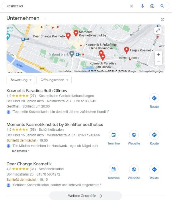 SEO für Kosmetiker mit Google Maps Local SEO für Kosmetiker Google Maps