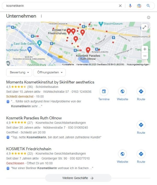 SEO für Kosmetikerin Google Maps Local SEO für Kosmetikerin Google Maps