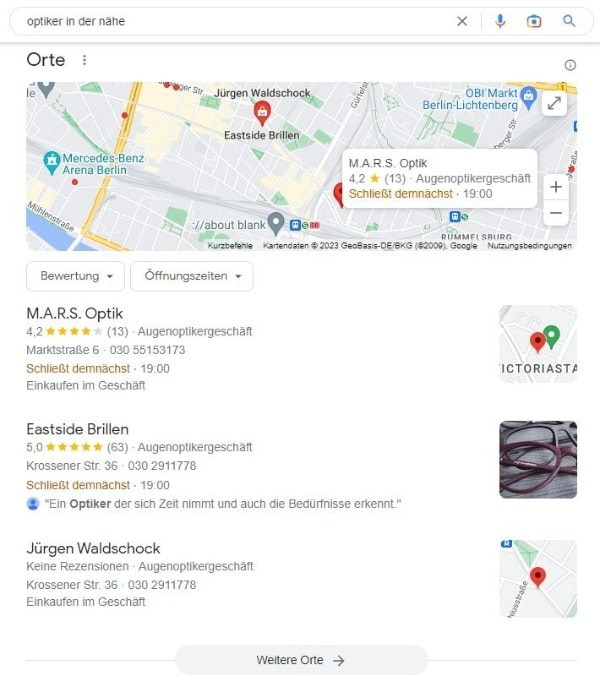 SEO für Optiker in der Nähe mit Google Maps Local SEO für Optiker Google Maps Optiker in der Nähe