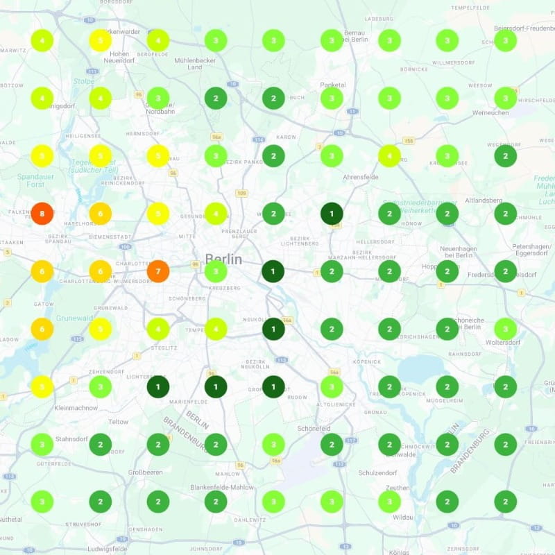 Sichtbarkeit von SEO Freundlich in Google Maps am 08. Juli 2026