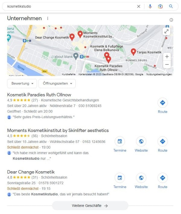 Website erstellen und Local SEO für Kosmetikstudio