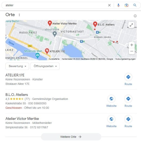 Website erstellen und Local SEO für Atelier