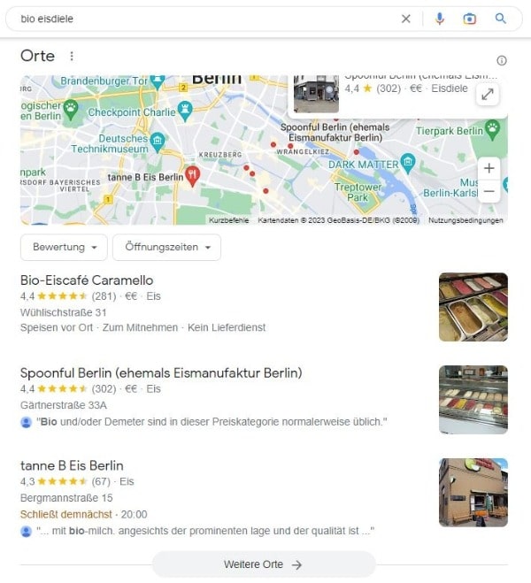 Website erstellen für Bio Eisdiele Local SEO