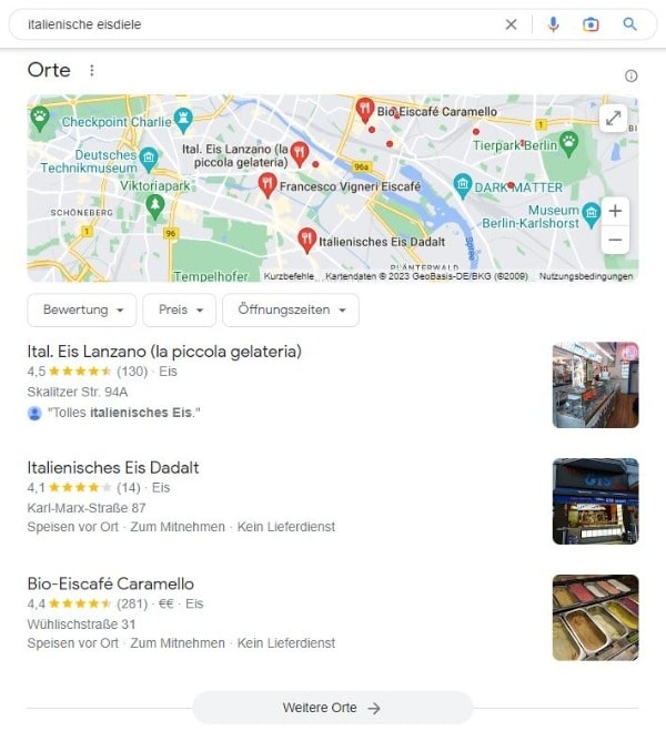 Website erstellen für italienische Eisdiele Local SEO