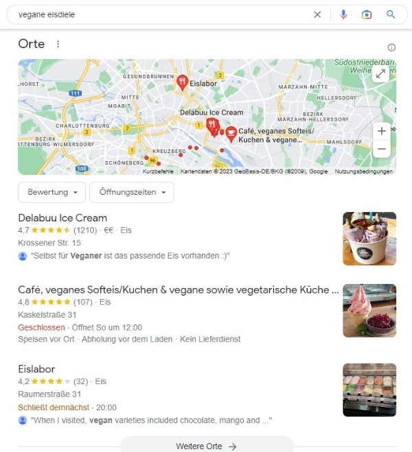 Website erstellen für Vegane Eisdiele Local SEO