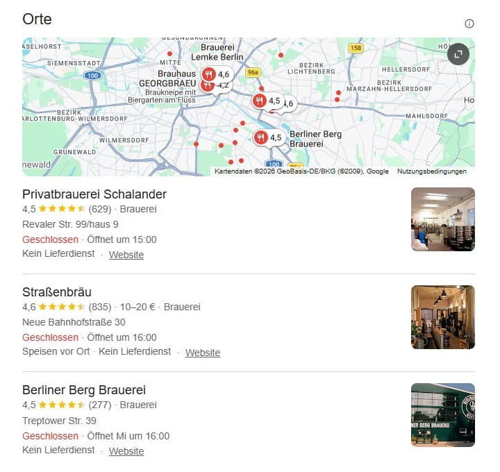 SEO für Bierbrauer mit lokaler Suchintention und mit Google Maps Local SEO für Bierbrauer