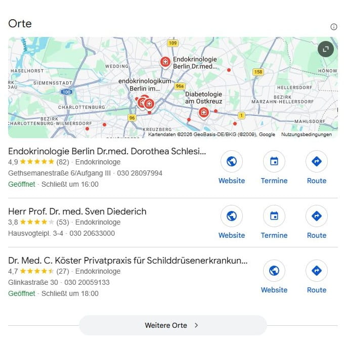 SEO für Endokrinologie in der Nähe mit lokaler Suchintention und mit Google Maps Local SEO für Endokrinologie in der nähe