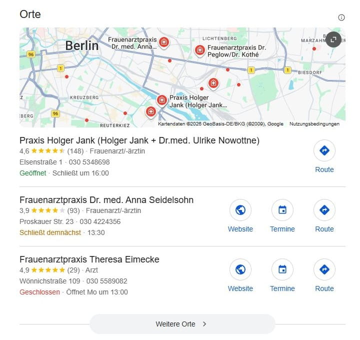 SEO for gynecologist with local search intent and with Google Maps Local SEO for gynecologist