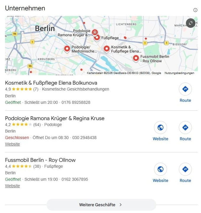 Local SEO für Fusspfleger
