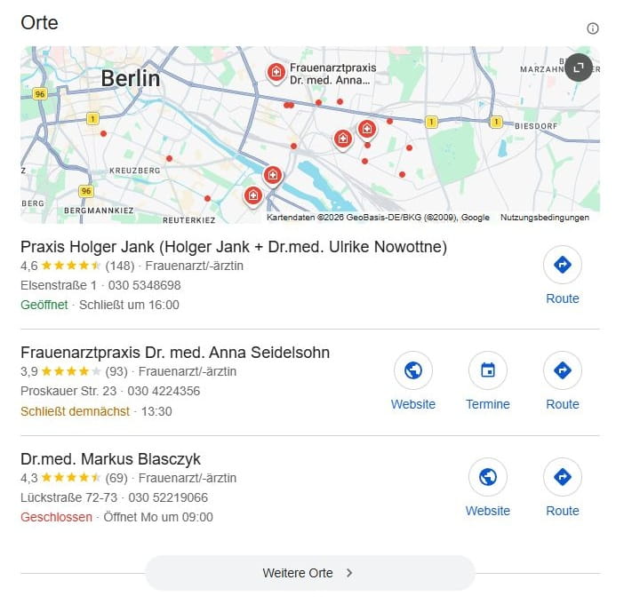 SEO for gynecologist with local search intent and with Google Maps Local SEO for gynecologist