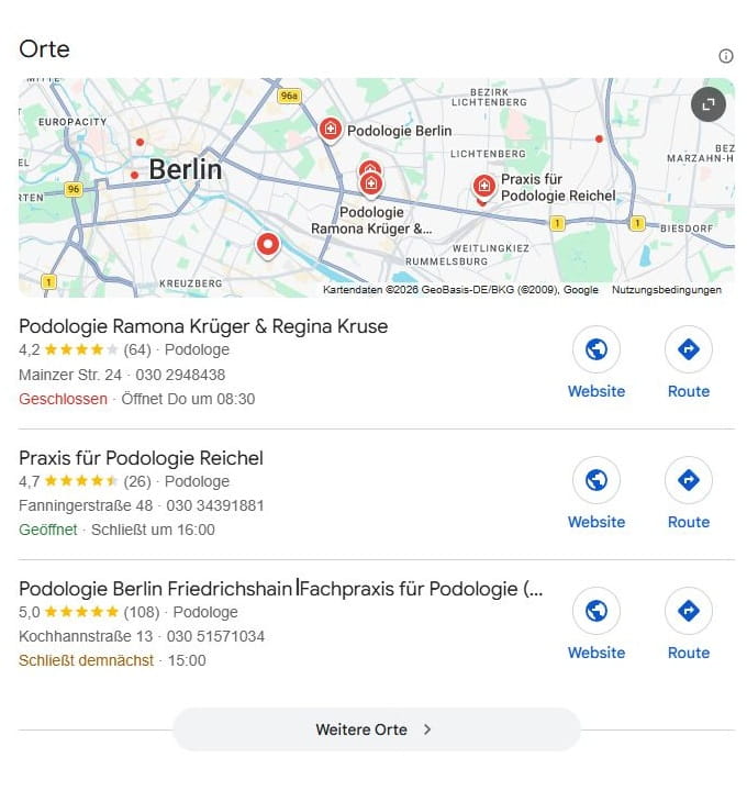 Local SEO für Podologie