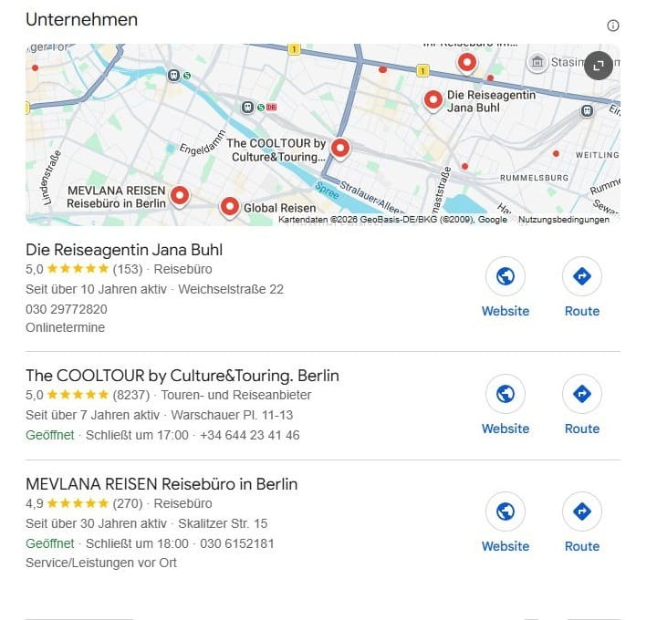 Local SEO für Reiseanbieter