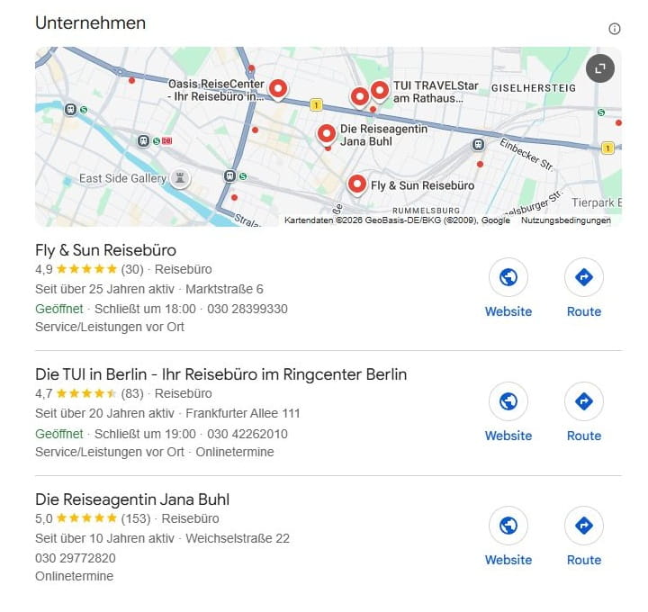 Local SEO für Reisebüros