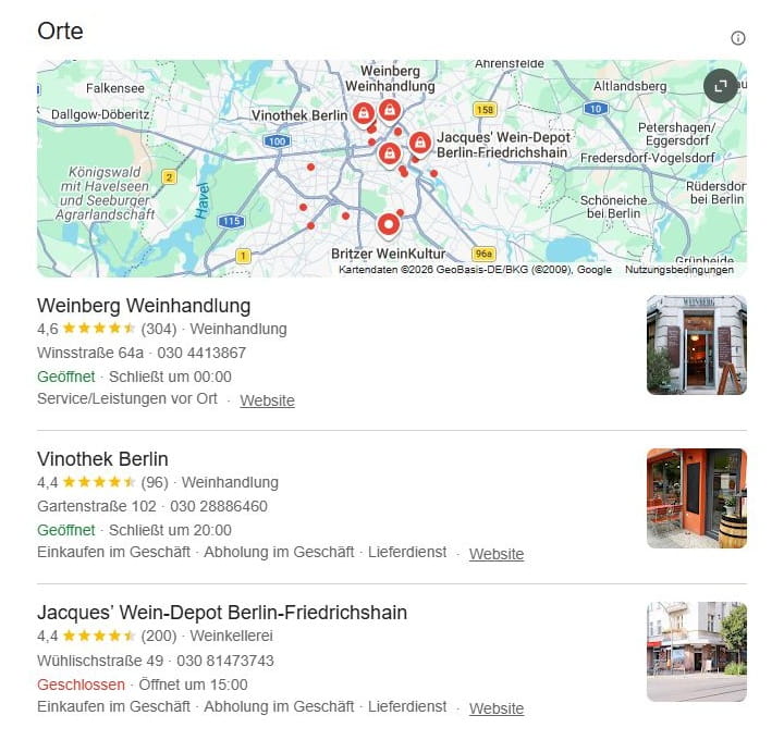 SEO für Weingut mit lokaler Suchintention und mit Google Maps Local SEO für Weingut