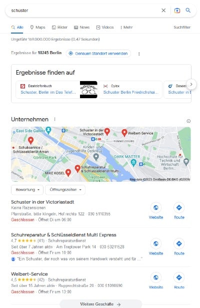 SEO für Handwerker wie Schuster mit Google Maps Local SEO Handwerker Schuster Google Maps
