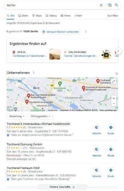 SEO für Handwerker wie Tischler mit Google Maps Local SEO Handwerker Tischler Google Maps